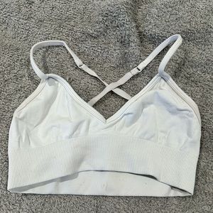White Lulu sports bra